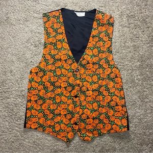 Vintage 1980s Blondettes New York Pumpkin Halloween Cottagecore Vest Made In USA